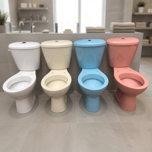 ตู้เก็บน้ำ2ชิ้นชักโครกพร้อมฝาปิดที่นั่งพลาสติกและอุปกรณ์ LLC ครบชุด WC สีเบจสีงาช้าง - Product Image 3