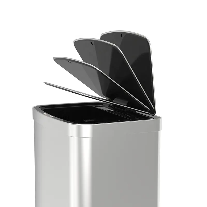 Lixo de aço inoxidável 50L automático pode estrutura de indução Smart Sanitary Bin Indoor Kitchen Waste Sorting Street Garbage Bin