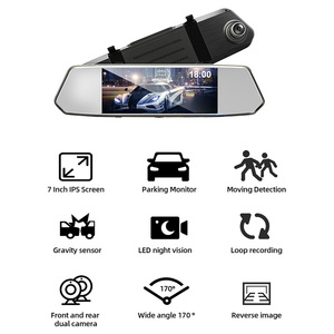 4K màn hình cảm ứng ghi lại siêu rõ ràng phía trước và phía sau máy ảnh kép Dashcam xe gương chiếu hậu Dash Cam - Product Image 3