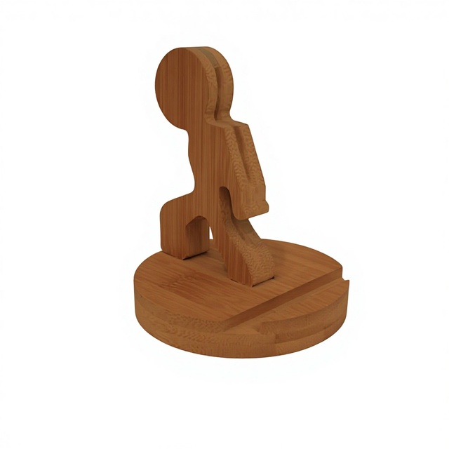 Premium Cute Human Shape Wooden Phone Stand Mini Phone Stand for Desktop Mobile Phone Holding