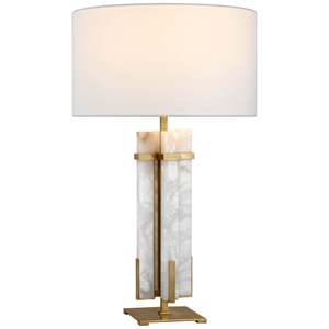 Table Lamp With Marble Base And Gold Finish White Shade For Home Decor Bedroom Nightstand <b>Lighting</b> - Product Image 2
