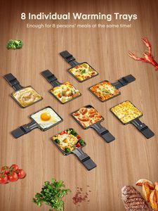 Grill à <span class=keywords><strong>raclette</strong></span> <span class=keywords><strong>2</strong></span> en 1, grill de table électrique rotatif, machine à <span class=keywords><strong>raclette</strong></span> 1400W <span class=keywords><strong>pour</strong></span> 8 <span class=keywords><strong>personnes</strong></span> avec plaques antiadhésives réversibles - Product Image 6