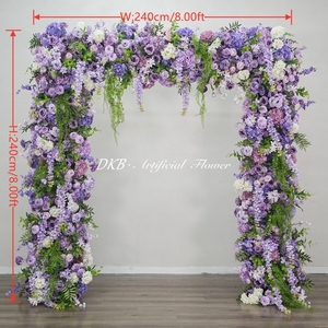 Arco de flores rectangulares para ceremonia de boda, arco de flores de seda morada, decoración para bodas - Product Image 3
