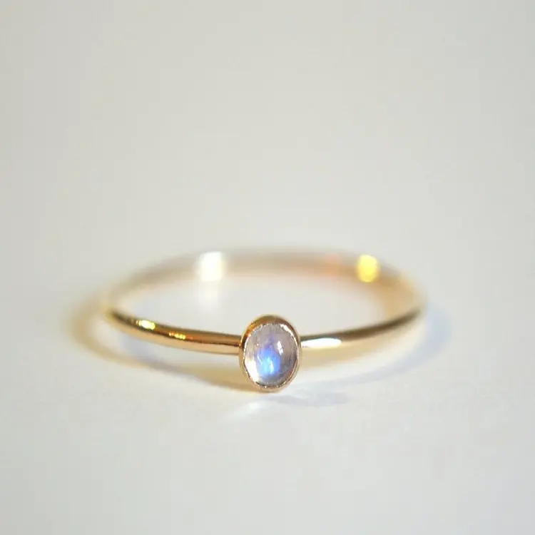 Novo design de produto personalizado moonstone anel de prata Esterlina 925 anel de casamento de ouro indiano