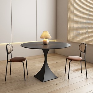 Mesa de Comedor Redonda con Base de Metal Negro, Diseño Minimalista, Estructura Estable, Estilo Artístico para Hogares Pequeños - Product Image 4