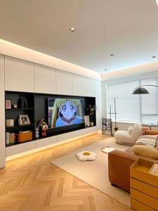 Modern Wood LCD <b>TV</b> Stand Set with Storage Cabinets for Living Room <b>Wall</b>-Mounted <b>TV</b> Cabinets - Product Image 2