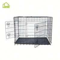 Cage à chien pliable en métal, sans outils pour le montage ou le rangement, cage à chien pliable avec plateau en plastique