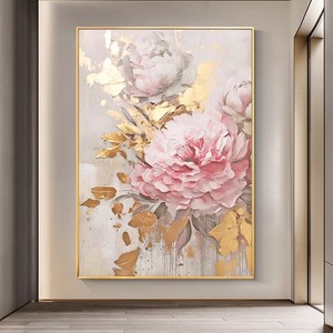 Hand Painted Peony Oil Painting Metal <b>Frame</b> Modern Living Room Wall Art <b>Large</b> Size Decorative Canvas Artwork - Product Image 4