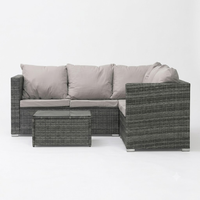 Ensemble de canapé modulaire moderne en rotin tressé pour l'extérieur, imperméable, 6 places, avec table basse