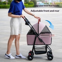 Poussette de luxe portable pour animaux de compagnie, pliable d'une seule main, avec cadre métallique, 4 roues, maille respirante et légère, pour la marche en extérieur (chat et chien)