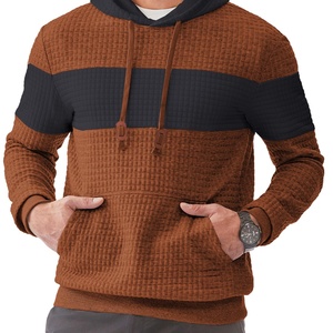 Sudadera con capucha extragrande bordada para hombre, ligera, de tejido gofrado, informal, de manga larga, con cordón, bloques de color, jersey de punto, Kanga - Product Image 5