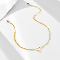 Chevillère Bowei en argent sterling S925, chaîne double couche, pendentif en forme de cœur pour femme
