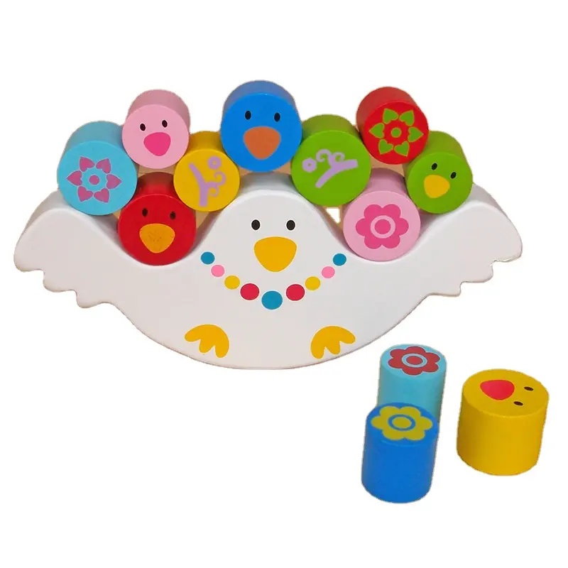 Nieuwe Houten Speelgoed Vogels Balanceren Frame Baby Vroeg Leren Speelgoed Montessori Leermiddelen Balans Kleurrijke Early Development Blokken
