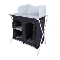 Table de cuisine pliante portable en aluminium pour le camping en plein air, table de camping pliable avec pare-vent