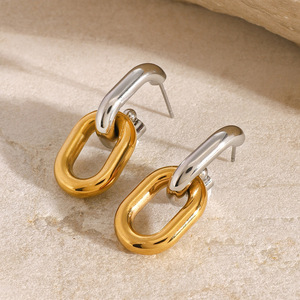 Pendientes Geométricos Yueli en Forma de U, de Oro y Plata, de Acero Titanio, para Fiestas y Moda - Product Image 3