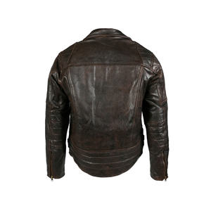 Chaqueta de cuero marrón de moto de moda de alta calidad de talla grande de invierno con cierre de cremallera y piel de oveja transpirable - Product Image 4
