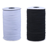 Bande/Cordon élastique plat tressé en caoutchouc noir et blanc à chevrons de 3 mm, 5 mm, 6 mm, 7 mm, 9 mm, 10 mm, 12 mm