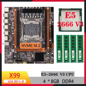 X99 set motherboard cpu, kit xeon e5 2666 v3 ddr4 memori motherboard lga 2011-3 set untuk komponen komputer lainnya