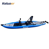 Kayak de pêche gonflable portable et détachable avec propulsion à pédales, canoë SUP gonflable pour la pêche