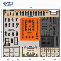Gymlead - Equipo de Gimnasio Comercial de 360 m², Juego Completo de Máquinas de Entrenamiento de Fuerza con Placas de Peso, Ajustables, de Acero de Alta Calidad