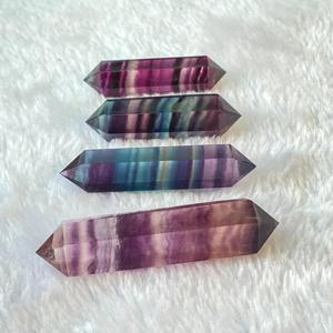 Varita de Cristal Natural de Doble Punta Tallada en Fluorita Arcoíris Pulida para Feng Shui y Artesanía Religiosa - Product Image 6