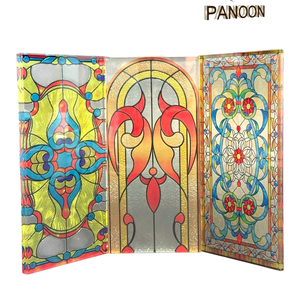 Model CG-01 Tempered Art Cathedral Stained Glass Decorative Panel <b>for</b> Interior Doors Windows Bathroom <b>Curtain</b> Wall & Staircase - Product Image 2