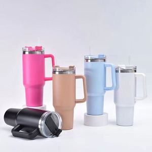 Taza de Viaje de Acero Inoxidable con Aislamiento al Vacío de Doble Pared, Recubierta con Polvo, Ecológica, Portátil, de 40 Oz, con Asa, en Oferta - Product Image 2