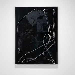 Handmade Abstract Black Oil Painting on <b>Canvas</b> Minimalist Line <b>Wall</b> Art Modern Contemporary Artwork for Living Room Home Decor - Product Image 1