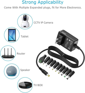 12V 1A 12W Wall Mount Power <b>Adapter</b> Universal Switching Power Supply with 10 Detachable <b>Plugs</b> for Household Electronics - Product Image 4