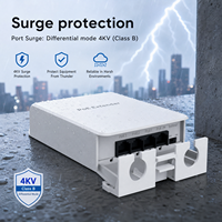 Extensor PoE Impermeable de 100 Mbps y 4 Puertos, IP55, 30 W, 1 Entrada PoE, 3 Salidas PoE, Protección Contra Rayos de 6 KV, VLAN