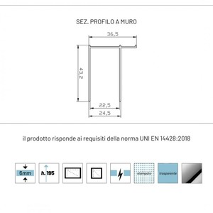 Portes de <span class=keywords><strong>douche</strong></span> coulissantes en aluminium cristal Clematis, cadre moderne, boîte latérale fixe avec verre trempé de 6 mm pour salle de bain, hôtel, cm <span class=keywords><strong>100</strong></span> - Product Image 3