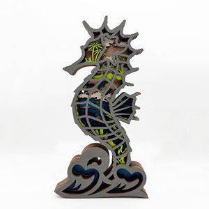 Uionen New Hand Carved Wooden Seahorse Figurine Marine Animal <b>Craft</b> Ocean Style Home Office Desktop Decorative Ornament - Product Image 6