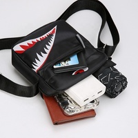 Herentas Casual Lichtgewicht Shark Kleine Schoudertas Borsttas Matte Afwerking Handtas Telefoon Portemonnee Handige Reistas Etui
