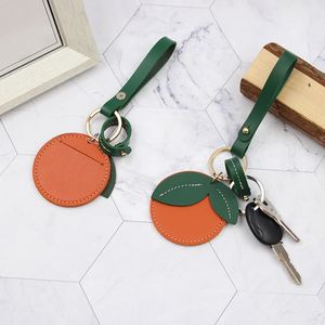 3 Days Shipping Orange Shaped Keychain Wristband Faux Leather <b>Key</b> <b>Ring</b> with Card Holder Fashion <b>Bag</b> Pendant for Women Gift Idea - Product Image 2