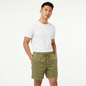 <b>Men's</b> Corduroy Drawstring <b>Shorts</b> Casual Elastic Waist Mid Rise Olive <b>Green</b> Pockets <b>Shorts</b> Premium Fleece Cotton <b>Shorts</b> - Product Image 1