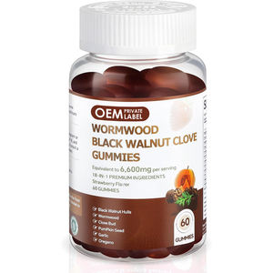 Gummies OEM 18-en-1 à l'armoise, noix noires et clou de girofle avec huile de graines de citrouille pour la santé digestive et le nettoyage intestinal (clou de girofle, ail, curcuma, origan) - Product Image 1