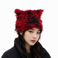 Bonnet en tricot doux avec oreilles de chat, chaud et coupe-vent, idéal pour le cyclisme en extérieur et le streetwear