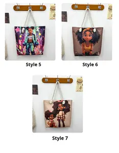 Sacs à main pour dames <span class=keywords><strong>Ote</strong></span> <span class=keywords><strong>Bags</strong></span> Coarse Rope Joker Beach Printed Canvas Thick Rope Omen Versatile Art Fashionable Beach Shopping Bag - Product Image 3