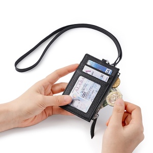 Handmade Real Genuine Leather Card <b>Holder</b> with Zipper for Business Cards with <b>ID</b> Window - Product Image 2