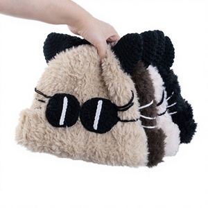 Wholesale High Quality Unisex <b>Winter</b> Plush Fur Cat Beanie <b>Hat</b> Letter Cute Cartoon Eyed Warm Soft Knitted Cap Bucket <b>Hat</b> Ears - Product Image 3