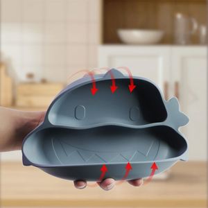 Es-Pro ODM/OEM Plato de Silicona de Grado Alimenticio Libre de BPA, Personalizado, para Bebés y Niños, con Succión, Dividido, con Diseño de Tiburón, Multicertificado - Product Image 3