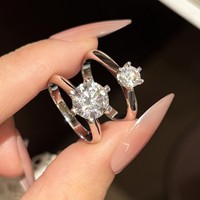 Bague en Moissanite en Gros, Bijoux Plaqué Platine, Argent Sterling S925, Sertissage à Six Griffes, Niche Haut de Gamme, Ne Ternit Pas