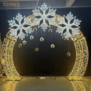 Toprex Decor Bioscoop Festival Decoratie Grote Loopbrug Partij Ingang Jumbo Kerst Sneeuwvlok Led Verlichte Boog