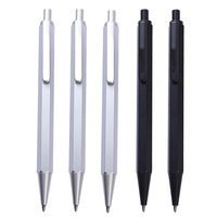 Bolígrafo Metálico Hexagonal Negro Mate Plateado con Clic, Personalizable con Logotipo de Marca, Bolígrafo de Escritura Premium para Oficina, Regalo Corporativo