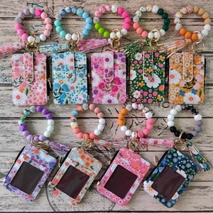 New Fashion Floral Zipper Closure Women's Wristlet Keychain Wallet <b>Small</b> Credit Card Holder Bracelet Key Ring <b>Purse</b> Tassel - Product Image 1