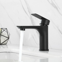 Robinet de lavabo moderne eau chaude et froide en acier inoxydable avec cartouche céramique, monotrou pour salle de bain