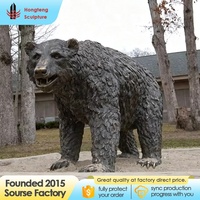 Ornement paysager extérieur fait main, sculptures décoratives en bronze et laiton d'animaux sauvages, ours brun et noir, grande taille, figurine, statue
