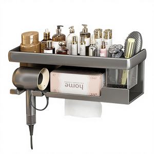 Support mural Prodigy PS10 en plastique noir sans perforation pour salle de bain, toilettes, cuisine et articles pour bébés - Product Image 1