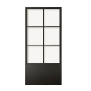 Gaya Amerika Interior 6 Lites & dasar hitam bingkai baja pintu kaca untuk pintu geser