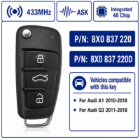 PN:8P0837220E,8X0837220 Télécommande intelligente intégrée 315Mhz 433MHz ASK 48 puces 3 boutons pour Audi A4 A5 A6